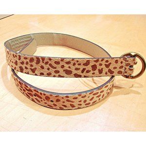 Womens Urban Outfitters Brown Calf Hair Leopard Print Belt Brass Buckle Sz Small